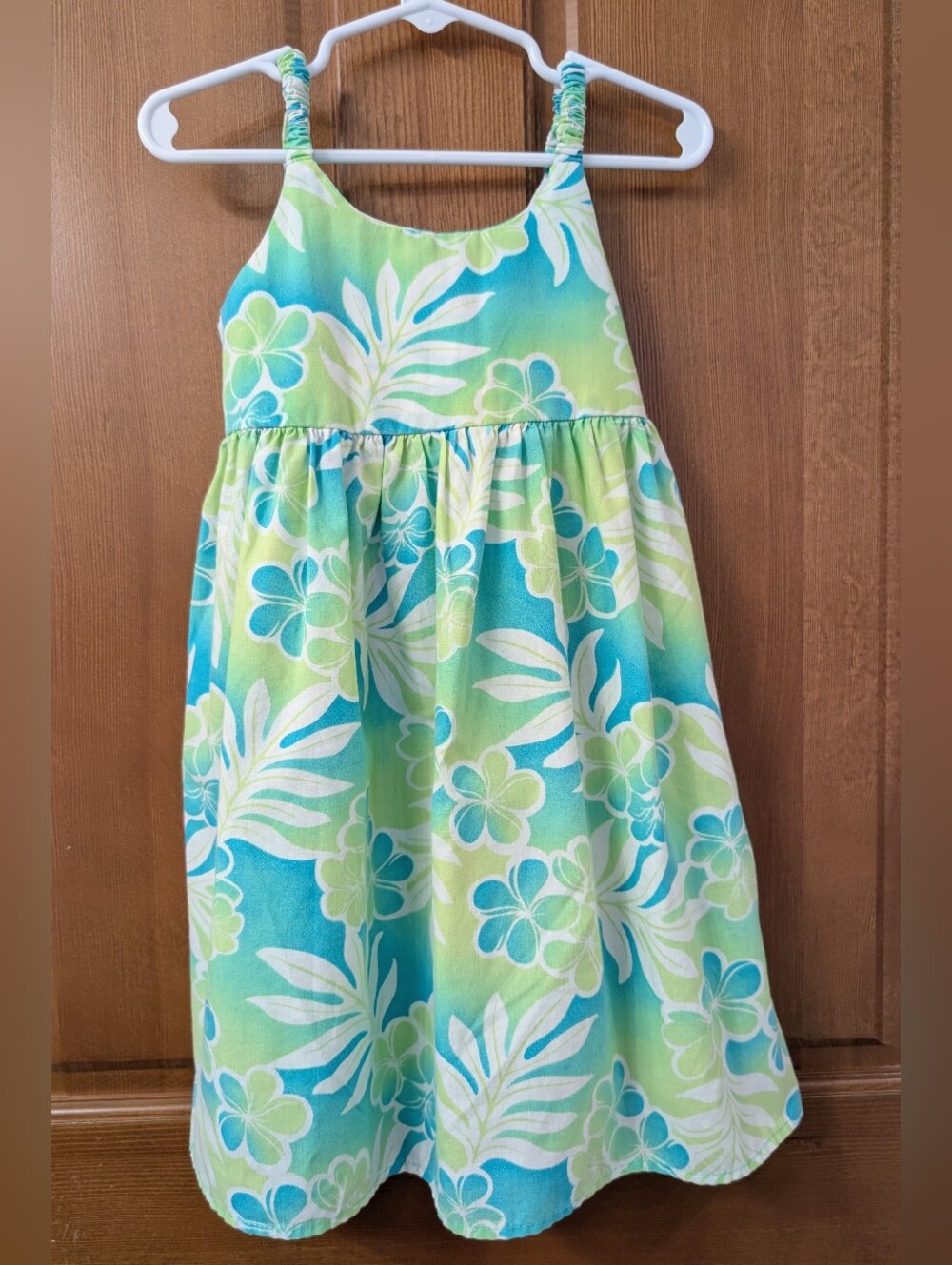 Girls' Tropical Floral Sundress in Blue & Green - Casual Summer Dress